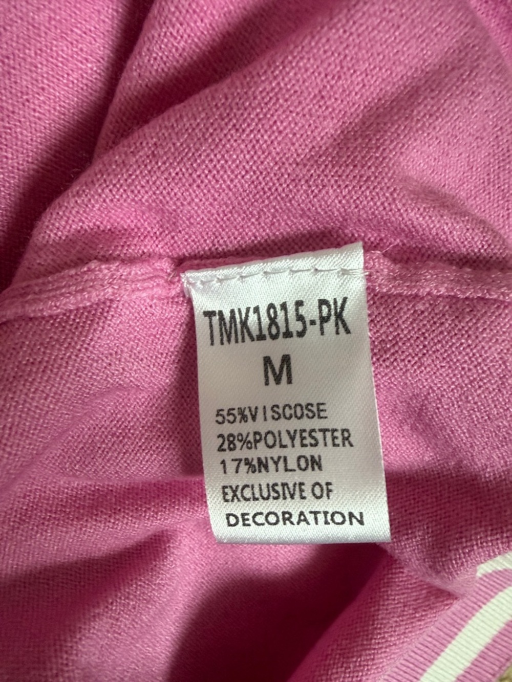 THML Pink Flutter Sleeve Sweater Top Striped Trim Knit Blouse Size M - Picture 6 of 7